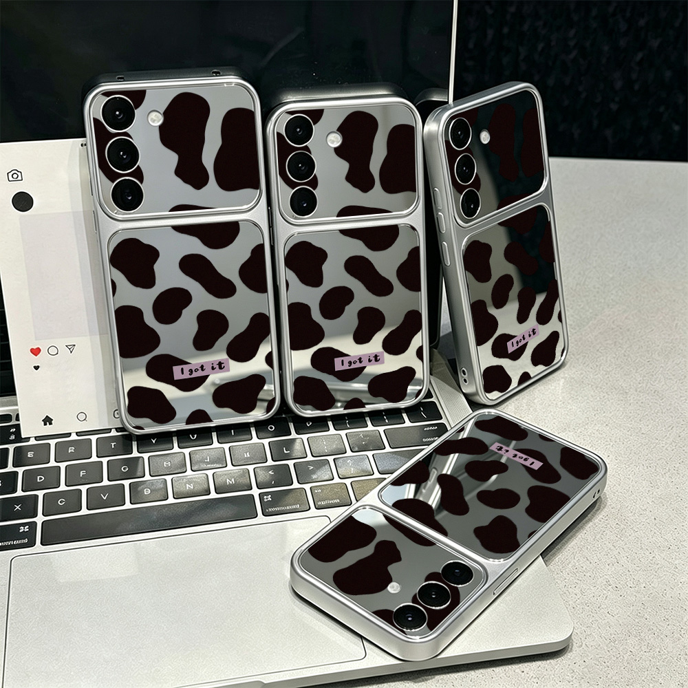 Samsung Galaxy A55 - Y2K Aesthetic Cow Print Mirror Phone